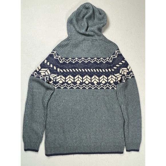 FatFace Men's Green Fair Isle Hooded Sweater Size 2XL Jumper Outdoors Cozy Warm - Picture 3 of 9